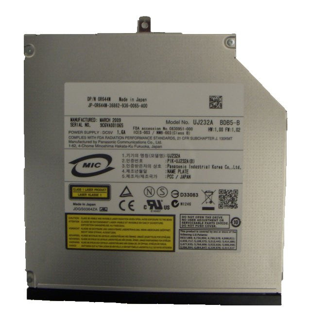 09G8XP : Blu-ray, 9.5mm, SATA, Tray Load, DVDRW/ BD-ROM